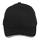 Recycled Cotton Twill 6 Panel Split Peak Ballcap Black/White Front